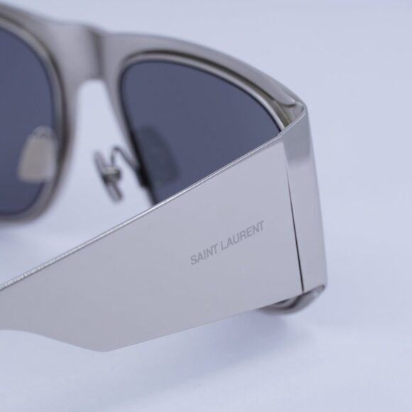 Saint Laurent SL636 002 Sunglasses Silver Square Frame, Grey Silver Lenses - Picture 9 of 10